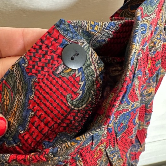 Vintage Worthington Tall Paisley Red Rayon Skirt Made in USA Women's - Size 14T - Picture 5 of 6